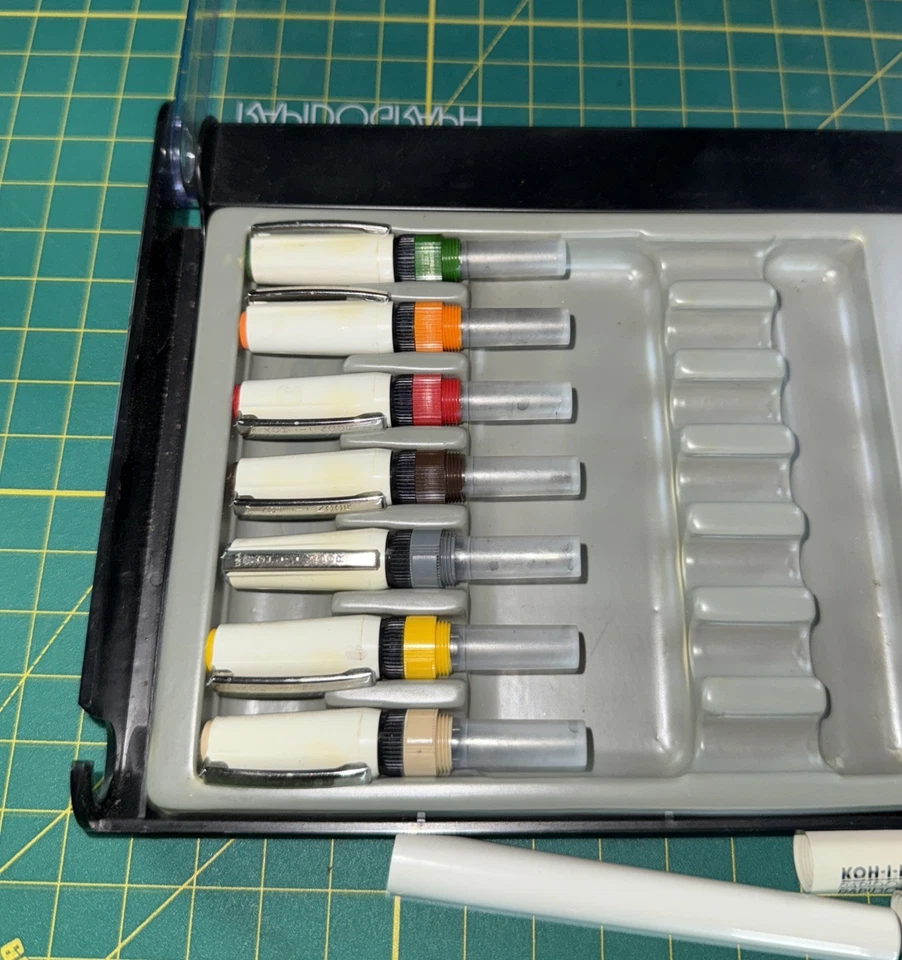 Koh-I-Noor Rapidograph 7 Pens Slim Pack Technical Pens and Ink Used - Image 3 of 3