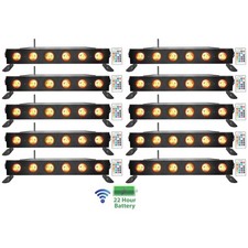 10 Rockville BEST STRIP 60 Black Rechargeable Wash Light Bars w/Wireless DMX