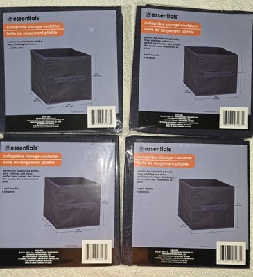 Closet Essentials Collapsible Storage Cubes   Set of 4 Blue Fabric Organizers 