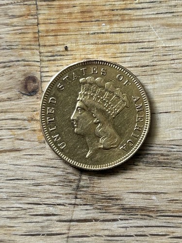 1874 $3 Gold Indian Princess US Coin AU Detail