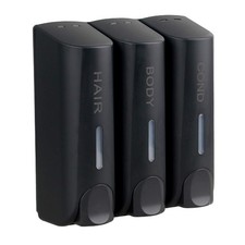 AUMIO Wall Mounted Shower Soap Dispenser Trio Shampoo Conditioner - Black