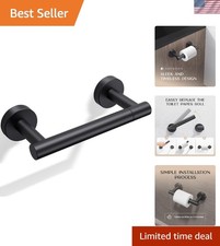 Sleek Wall-Mount Toilet Paper Holder in Matte Black - Lifetime Included