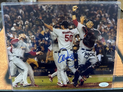 Yadier Molina Autographed Signed St. Louis Cardinals & Adam Wainwright Auto 8 x 10 JSA Certified Cardinals 