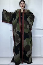 Open Front Long Cardigan Kimono African Women Camouflage Printed Loose