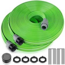 Heavy Duty Flat Garden Sprinkler Soaker Hose W/ Holes Yard Lawn  Stakes 100'