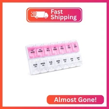 Sukuos AM PM Weekly Pill Organizer 7 Day, 2 Times A Day Medicine Pill Box with E