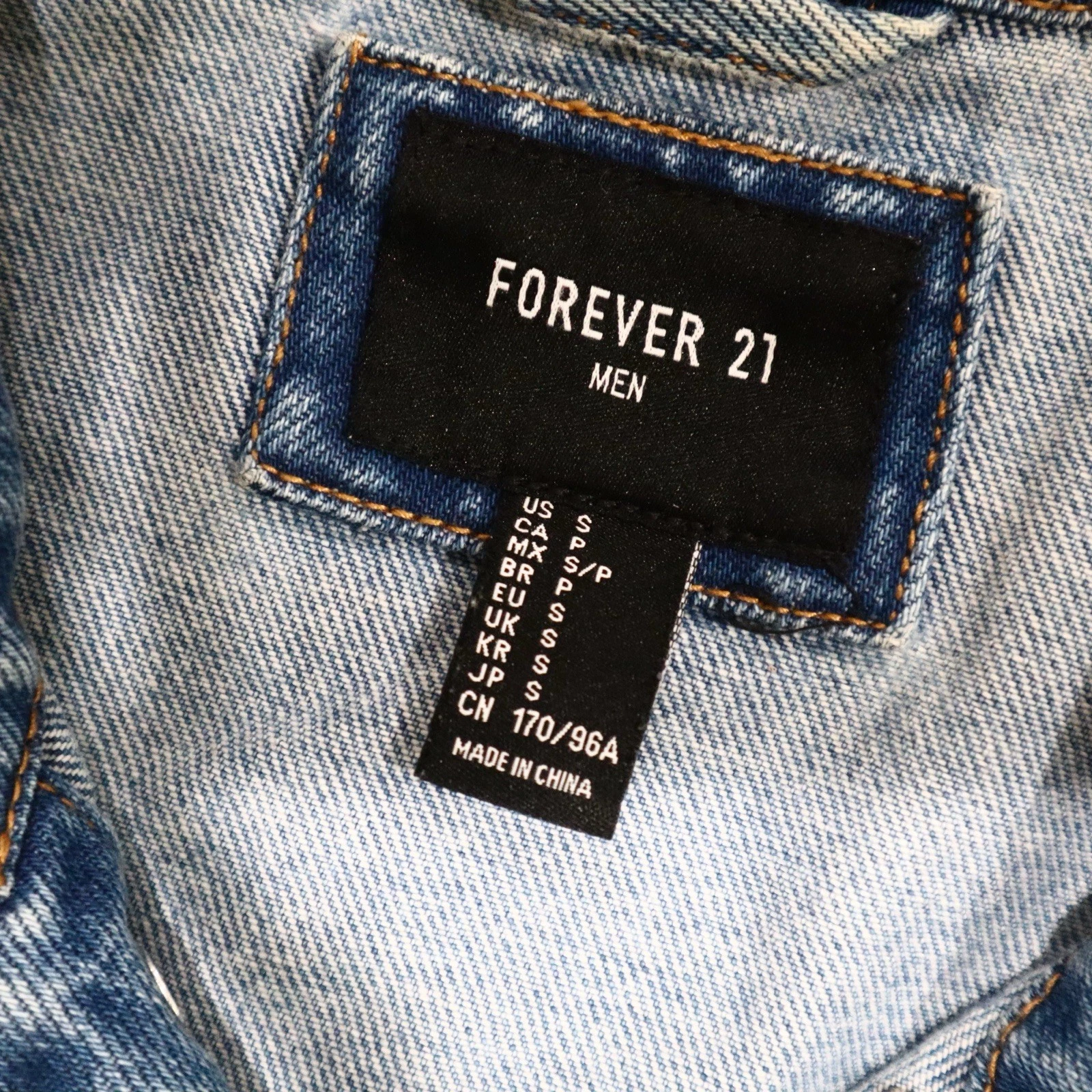 Distressed Denim Blue Jacket Forever 21 Lightweight Small image 4