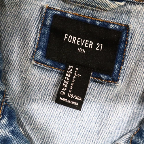 Distressed Denim Blue Jacket Forever 21 Lightweight Small image 4