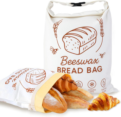 2 Packs Beeswax Bread Bags for Homemade Bread Sourdough, XL Linen Reusable Bread