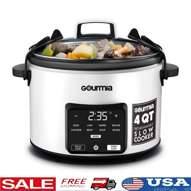 Programmable Slow Cooker W/ Keep Warm Timer Dishwasher Safe Crock Pot New