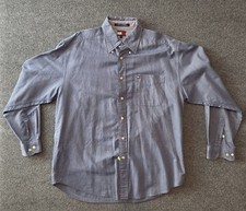 Tommy Hilfiger Mens L Blue Button Down Shirt Flag Logo Cotton