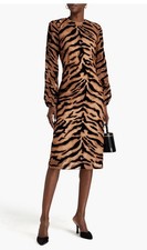 Dolce & Gabbana Tiger Print Gauze Midi Dress New Size IT38/UK6