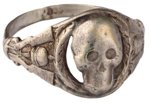 Ring Skull 835 Silver WWI German imperial army WW1 Death head Goth symbol Gothic