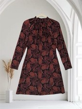 Tommy Hilfiger Womens Paisley Smocked Mock Neck Dress Size 4 $129