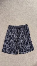 Fendi Shorts Hose FF Monogramm Schwarz Grau G...