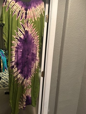 African Dera Kaftan Dress Tie Dye One Size Multi Color