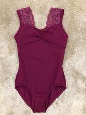 Chacott Ballet Leotard M Bordeaux Lace Detail Dancewear New