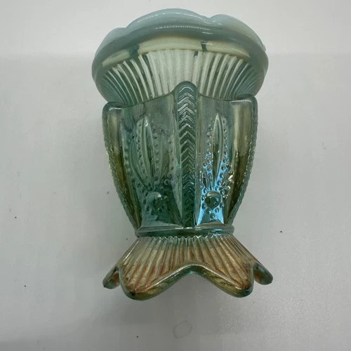 Fenton Carnival Glass Aqua Opalescent Toothpick Holder