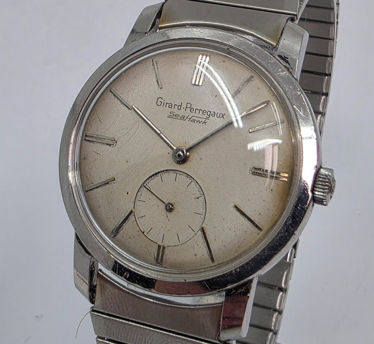 Vintage Girard-Perregaux Seahawk Manual Steel Mens Watch 17j 34mm 