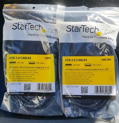 Startech-2X 10 Fuß/3 m schwarz USB 2.0 Verlängerungskabel A auf A - M/F ZWEI PACKUNGEN (6 M)