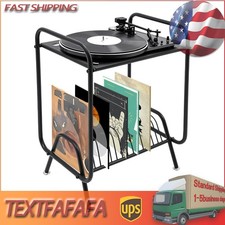 Vinyl Record Storage Holder Rack Black Metal Record Player Stand With Storage