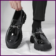 Mens Casual Shoes Patent Leather Slip On British Oxford Shoes Leisure Dress Work