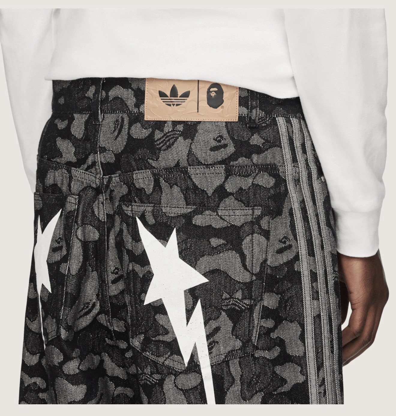 Adidas Originals X Bape Shark Denim Jorts Bape Men’s Size XL thumbnail 4