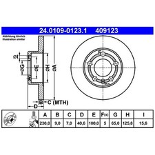 2x ATE Scheibenbremse hinten 1J0615601C 1J0615601N 2Q0615601H 1J0615601Q 2605593