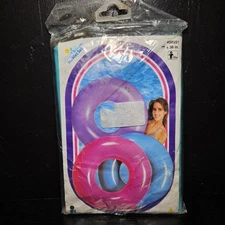 Vintage 90s Turquoise Blue Intex Wet Set 36" Tire Tube Inflatable Ring Float NOS