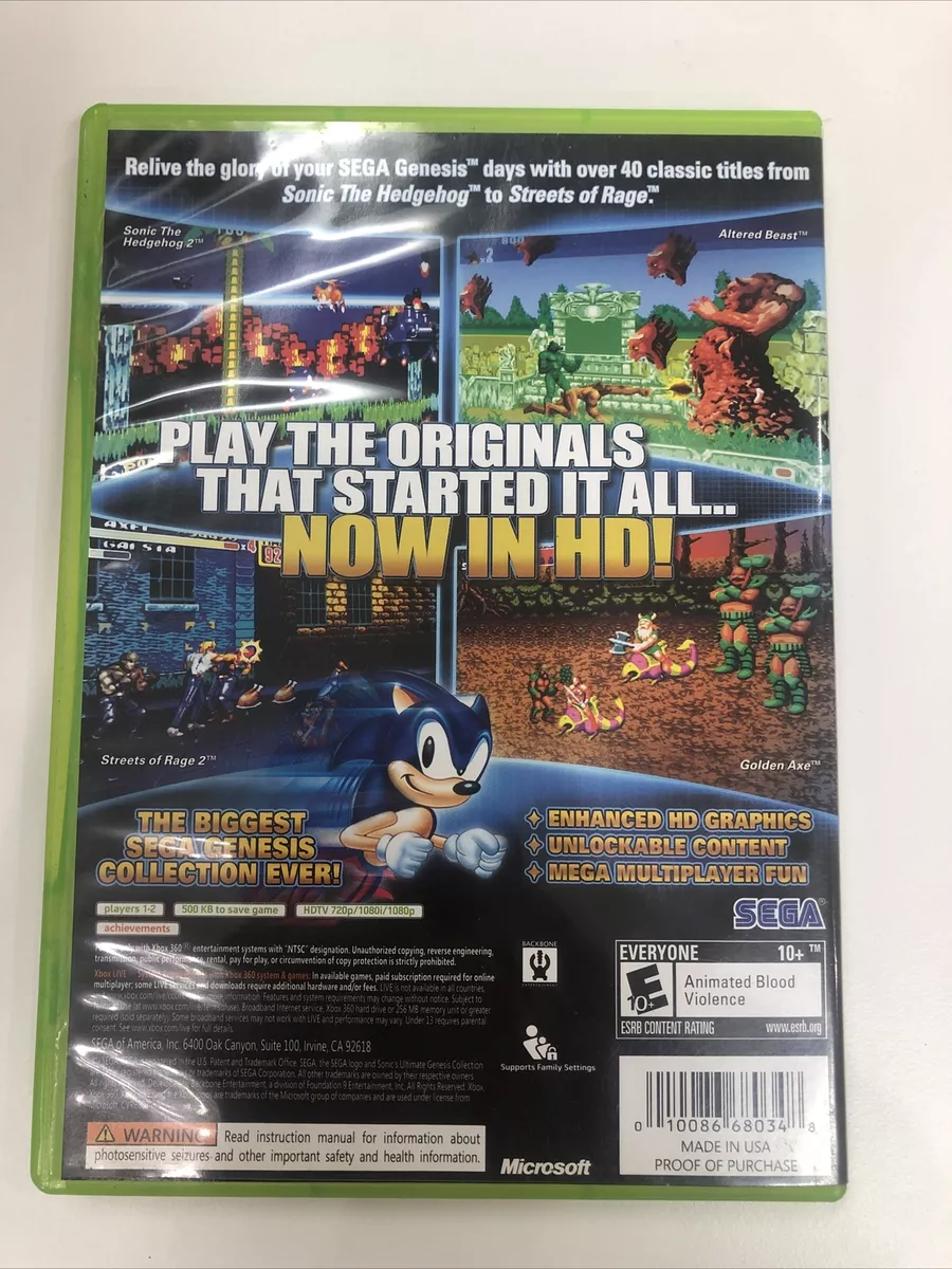 XBOX 360 GAME SONIC ULTIMATE GENESIS COLLECTION NEW 10086680348