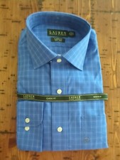 NWT Men's Lauren Ralph Lauren Blue Plaid Button Down Shirt 16 34/35 Long Sleeves