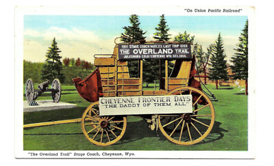 Cheyenne WY Postcard Overland Stage Coach Wyoming