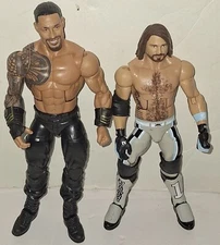 WWE USED AJ Styles & Roman Reigns Mattel Elite Action Figure Wrestling AEW NXT