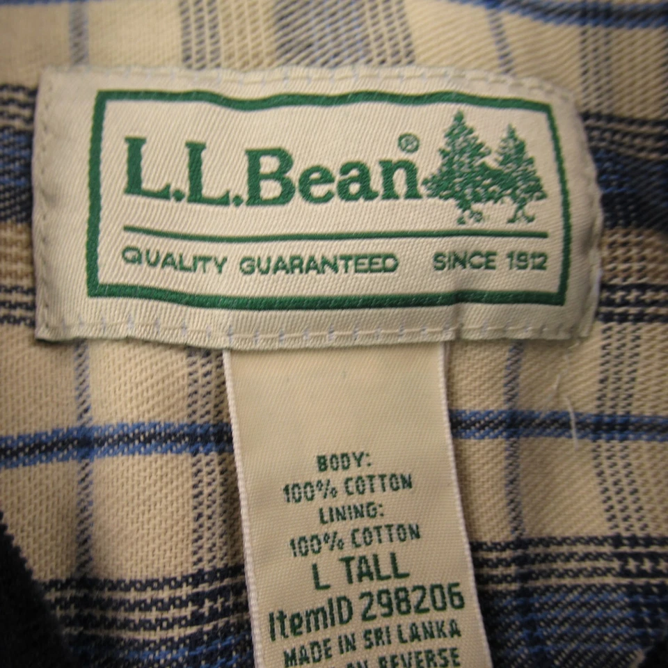 LL Bean Shirt Mens Large Tall Cotton Long Sleeve Button Front Heavy Plaid Lined - Image 4 of 4