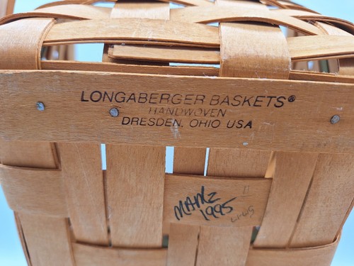 Longaberger Cranberry Basket 1995 Vintage Christmas Holly Liner+Protector Handle - Picture 11 of 19