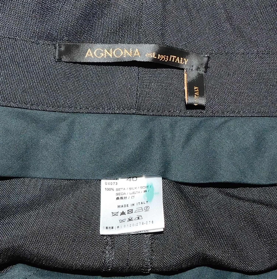 Nuevo Pantalones Pantalones Agnona Italia Negro Mezcla Seda $1495 rt talla 4 Foto 4 de 4