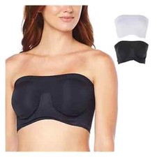 Rhonda Shear L Bras Lot Of 2 White Black Strapless Underwire Removable Pads 