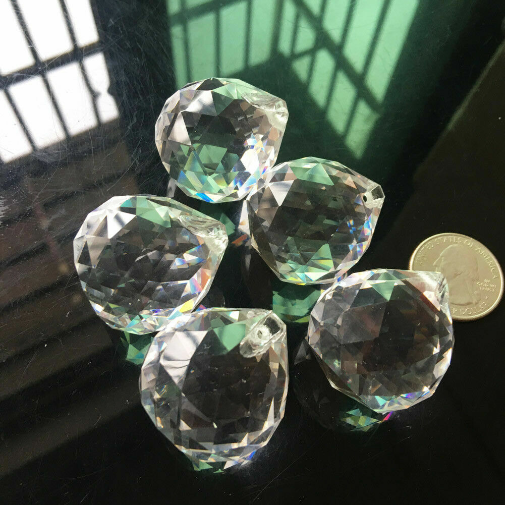 Fengshui Hanging Suncatcher Chandelier Pendant 30MM Faceted Crystal Ball 5PC DIY