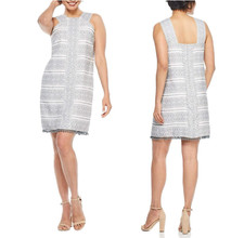 Maggy London Floral Disc Jacquard Novelty Cocktail Dress Size 4 White Black Mini