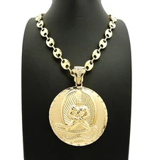 NEW EUPHANASIA PENDANT & 10mm/30" MARINA LINK CHAIN HIP HOP NECKLACE - RC2570G
