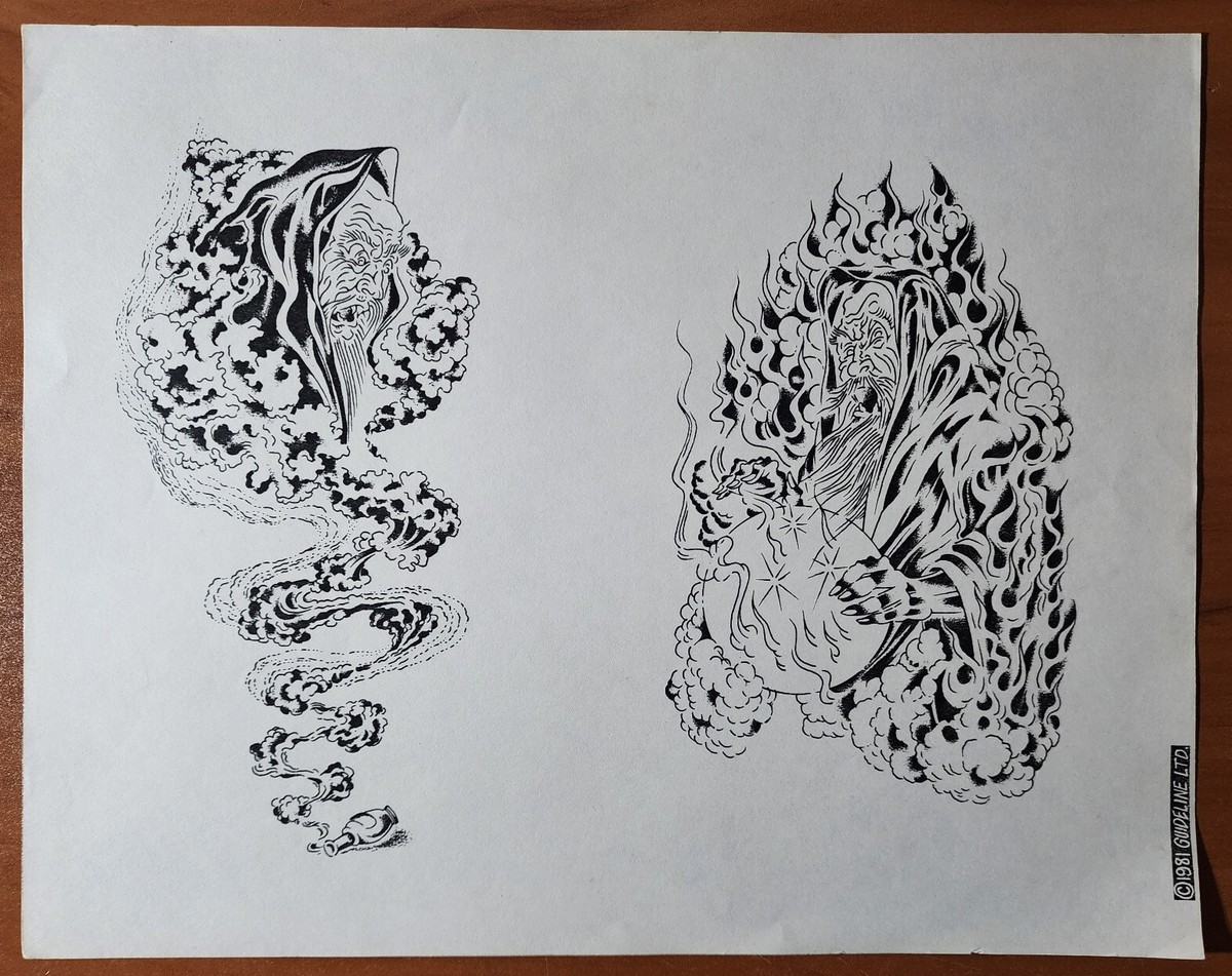 ORIGINAL Vintage 1981 Guideline LTD Shop Used Tattoo Flash Sheet