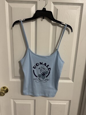 Donald Duck Disney And Friends Women s Blue Tank Top Crop Top Size Medium