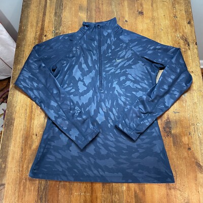 Nike 1/4 Zip Womens Small Blue Long Sleeve Mock Neck DriFit Athleisure Pullover