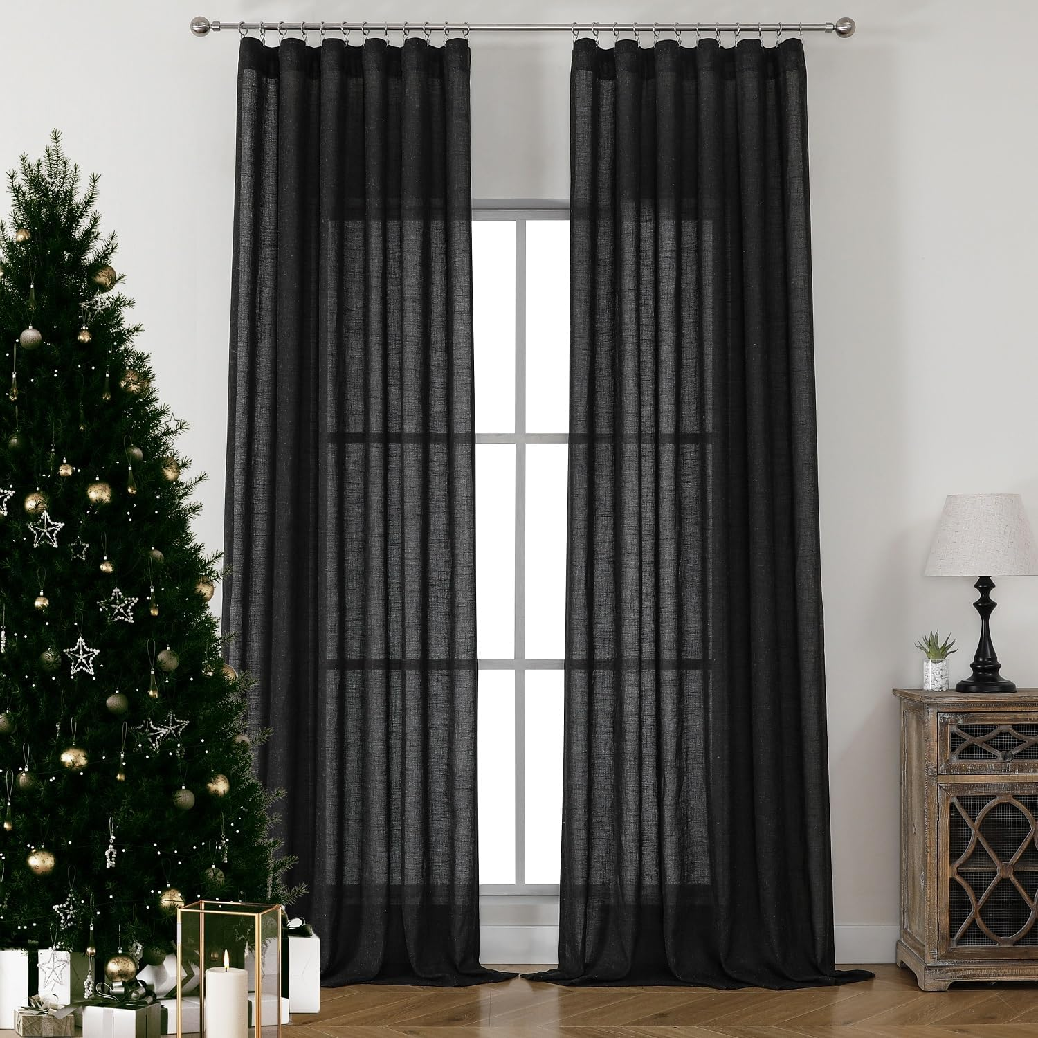 Black Sheer Curtains 90 Inch Curtains Pinch Pleat Linen Curtains 90 Inches Long