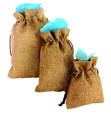 10 Burlap Gift Bags Drawstring Pouch Hessian Natural Jute Reusable Wedding 
