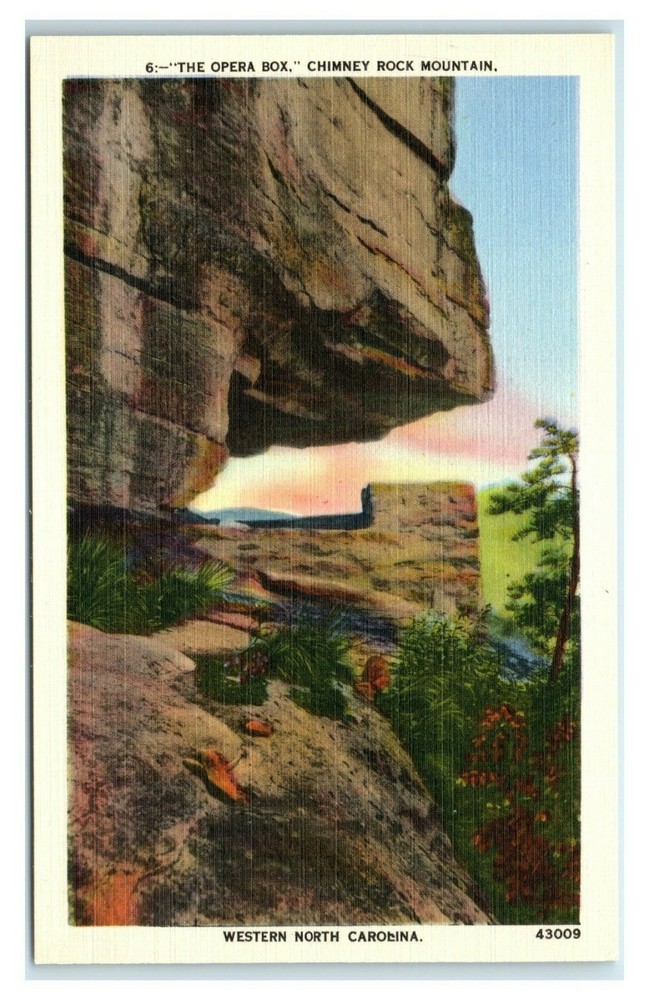 Postcard The Opera Box, Chimney Rock Mountain, Western NC linen P25