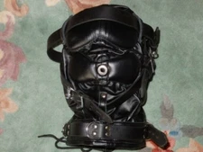 Leather Mask Hood Costume Sensory Deprivation - NEW - Reenactment Gear WOW BLACK