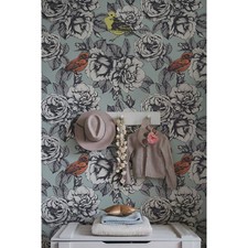 Roses and Birds Non-woven wallpaper white and gray Home wall mural photo