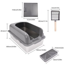 Stainless Steel Cat Litter Box Floor-mounted Cat Litter Pan Cat Litter Scoop