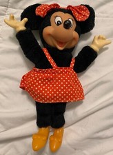 Vintage Applause Minnie Mouse Doll 9" Plush Disney Rubber Face Walt Disney